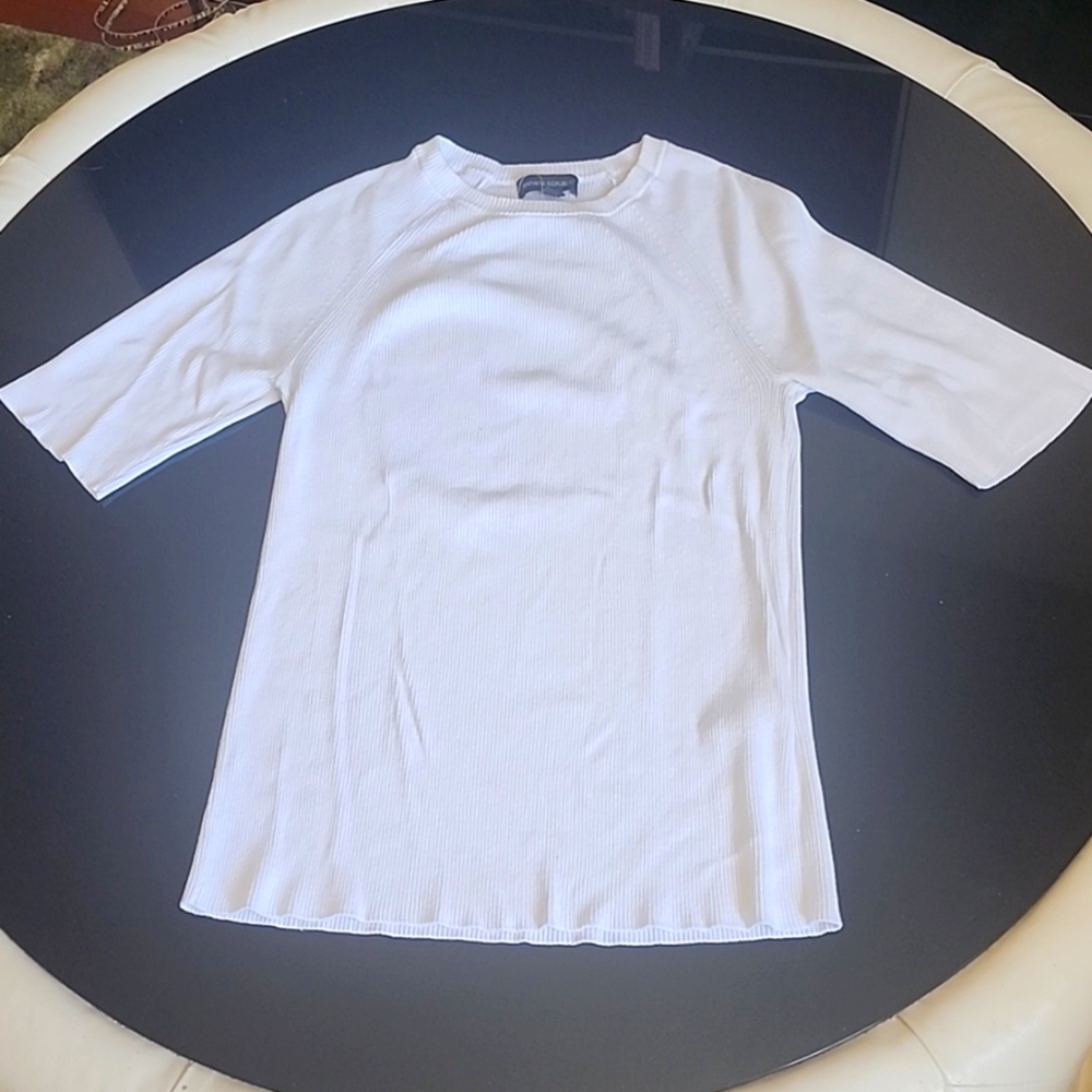 Banana Republic ribbed fitted white sweater